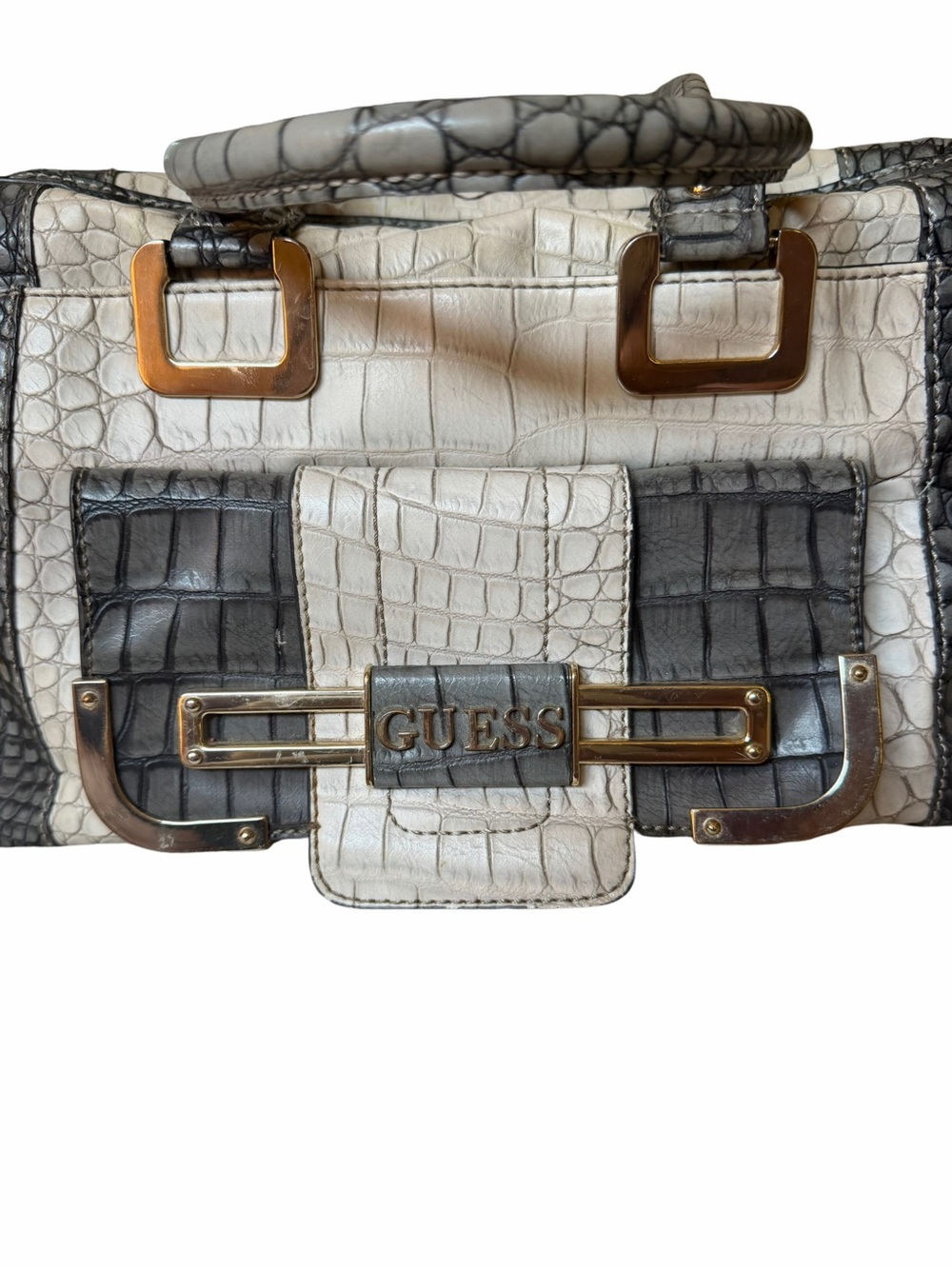 GUESS Rhonda Colorblock Croc-Embossed Purse - Picture 2 of 7